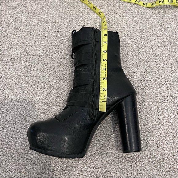 Matiko Leather Lace Up Platform Heeled Boots Punk Gothic Side Zip Black Size 8.5 - Picture 12 of 17